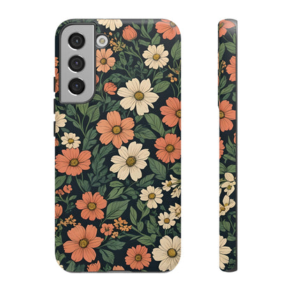 Orange & White Floral Phone Case - Elegant Protection for iPhone, Samsung, and Google Phones, Phone Case, JSCHAFFA.com