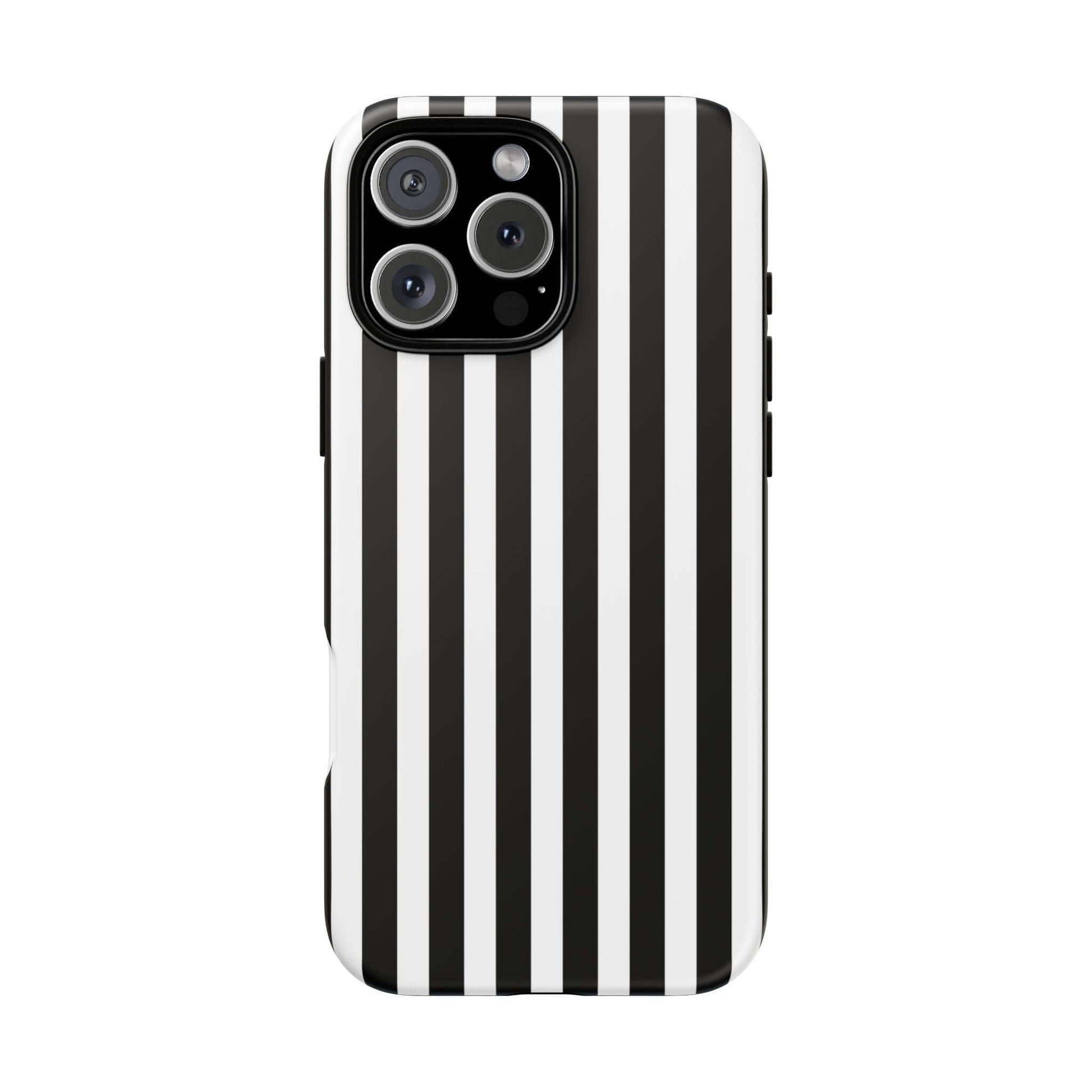 Black & White Horizontal Stripe Tough Phone Case for iPhone, Samsung, and Google Phones