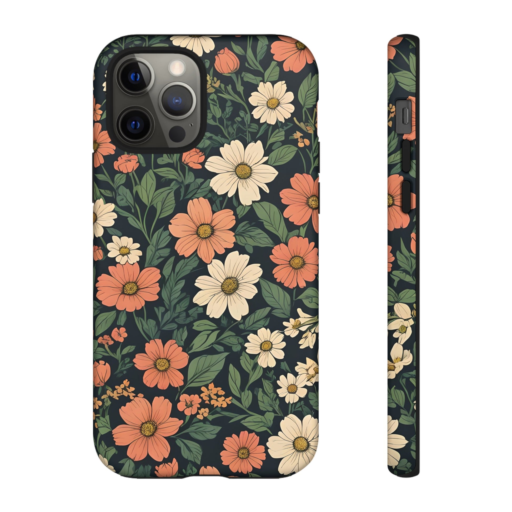 Orange & White Floral Phone Case - Elegant Protection for iPhone, Samsung, and Google Phones, Phone Case, JSCHAFFA.com