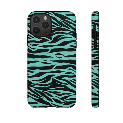 Aqua Cute Wild Tiger Print Pattern Tough Phone Case, Phone Case, JSCHAFFA.com