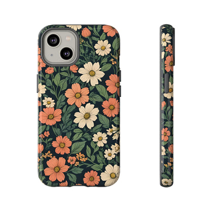 Orange & White Floral Phone Case - Elegant Protection for iPhone, Samsung, and Google Phones, Phone Case, JSCHAFFA.com