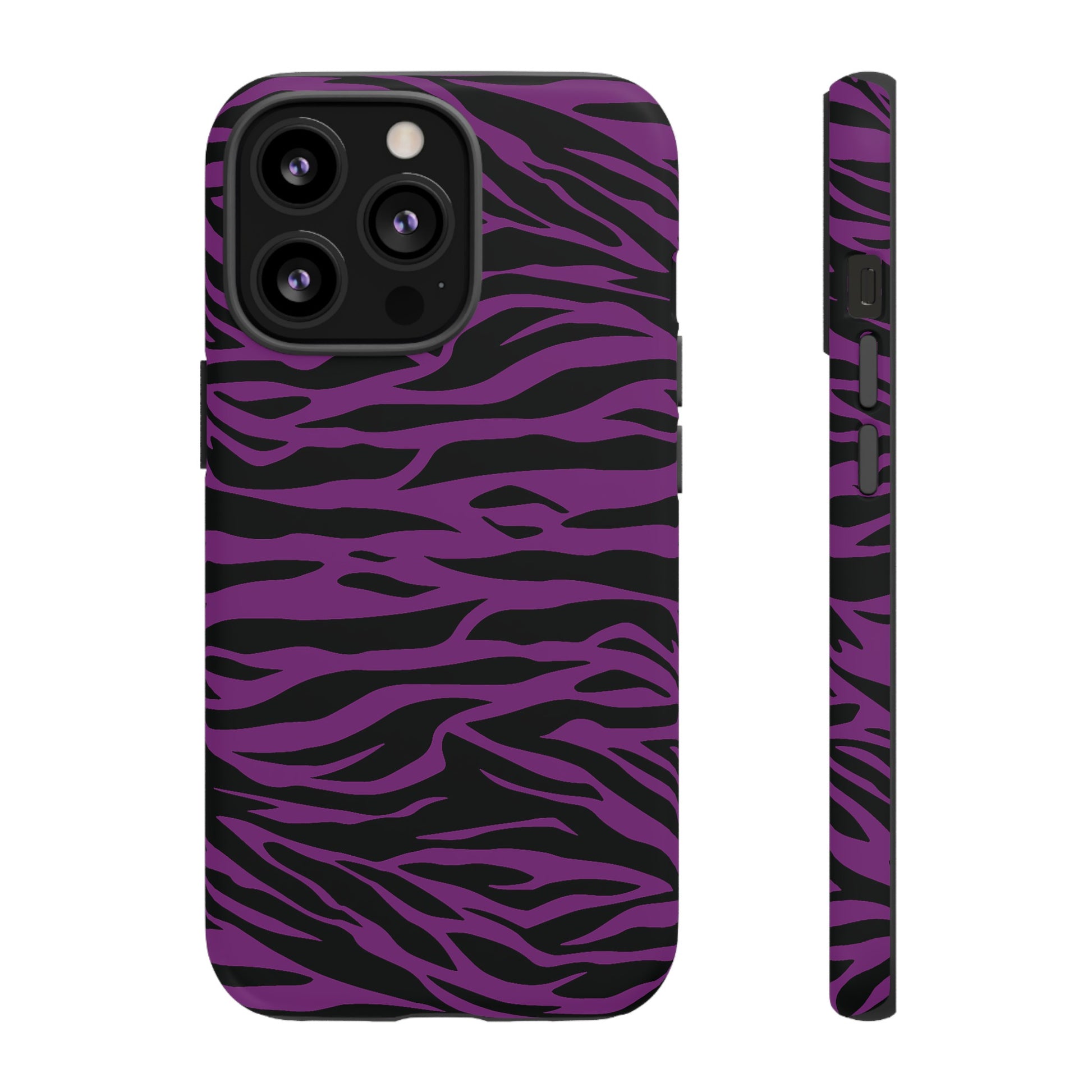 Purple Black Tiger print tough phone case, Phone Case, JSCHAFFA.com