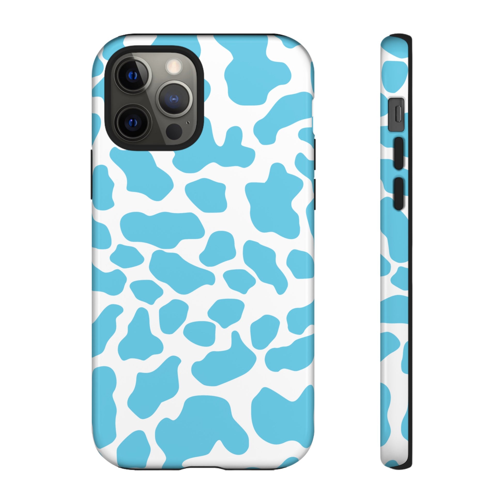 Blue Cow print phone case iPhone Samsung Google, Phone Case, JSCHAFFA.com