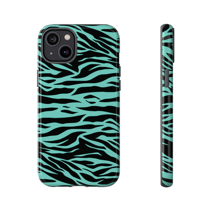 Aqua Cute Wild Tiger Print Pattern Tough Phone Case