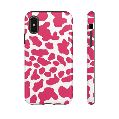 Pink Cow Print Cellphone Case iPhone Samsung Google, Phone Case, JSCHAFFA.com