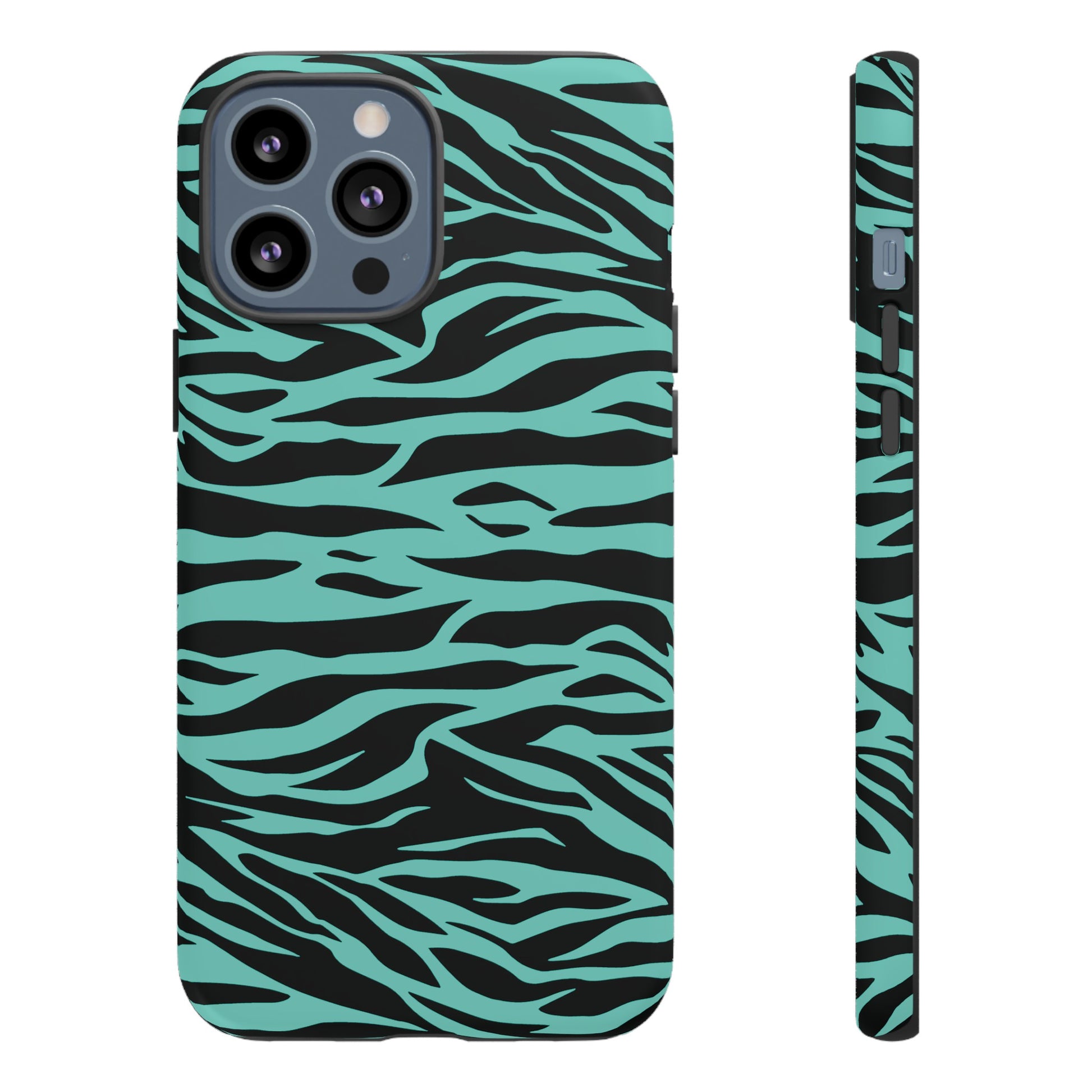 Aqua Cute Wild Tiger Print Pattern Tough Phone Case, Phone Case, JSCHAFFA.com