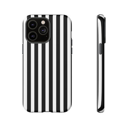 Black White Horizontal Stripe Phone Case Cover, iPhone, Samsung Galaxy S24, and Google Pixel Phones