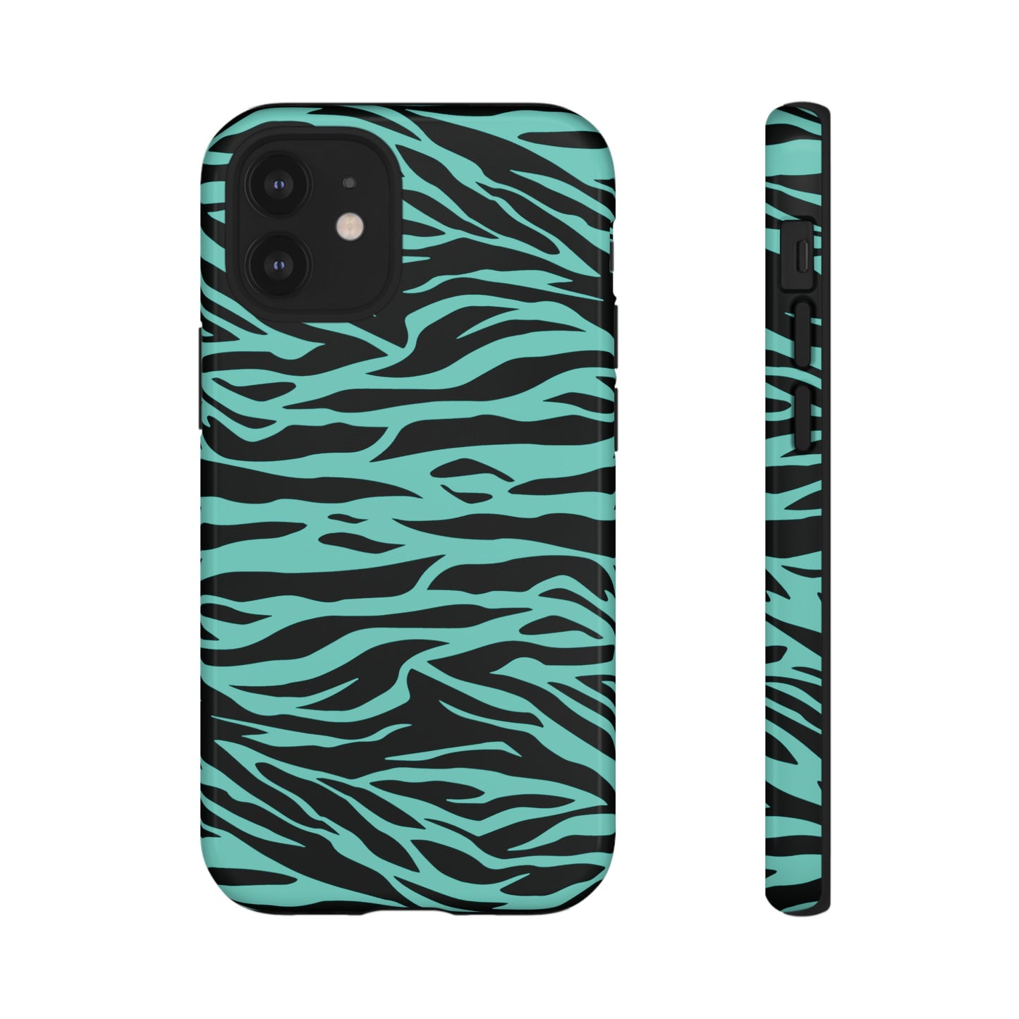 Aqua Cute Wild Tiger Print Pattern Tough Phone Case, Phone Case, JSCHAFFA.com