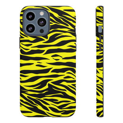 Yellow Cute Wild Tiger Print Pattern Tough Phone Case, Phone Case, JSCHAFFA.com