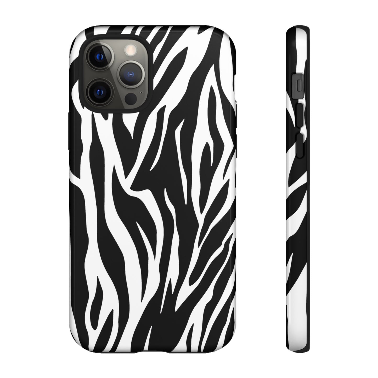 Black White Tiger Print Tough Case Cover for iPhone Samsung and Google phones., Phone Case, JSCHAFFA.com