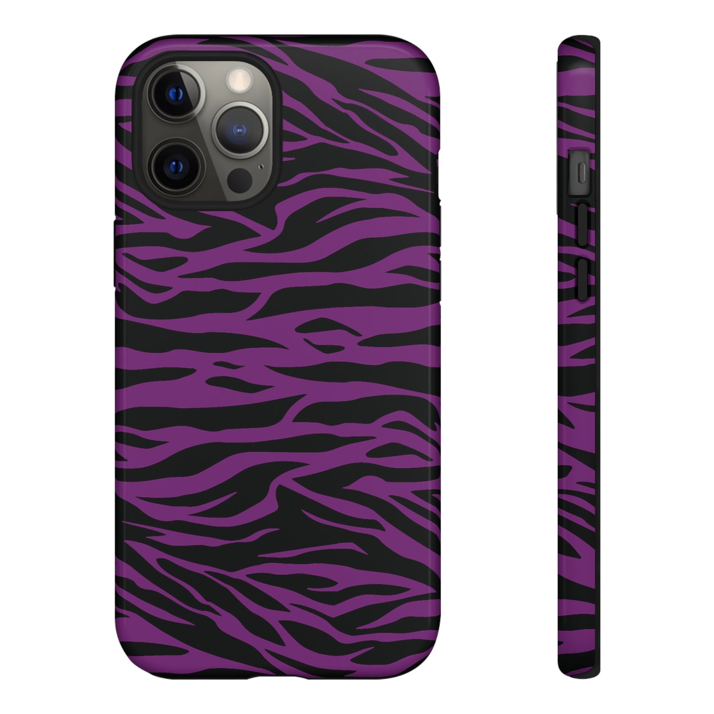 Purple Black Tiger print tough phone case, Phone Case, JSCHAFFA.com