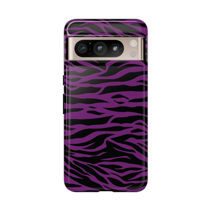 Purple Black Tiger print tough phone case, Phone Case, JSCHAFFA.com