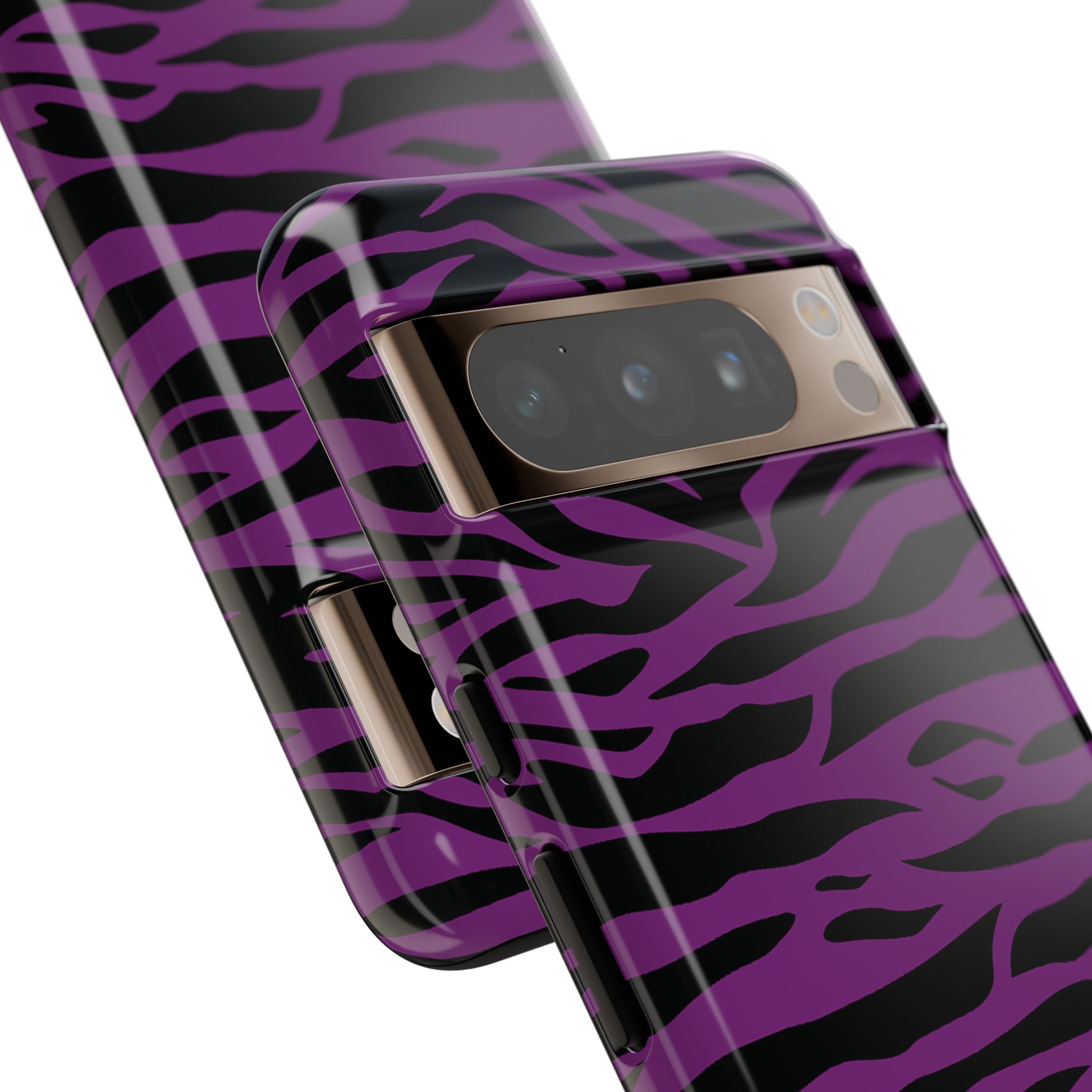 Purple Black Tiger print tough phone case, Phone Case, JSCHAFFA.com