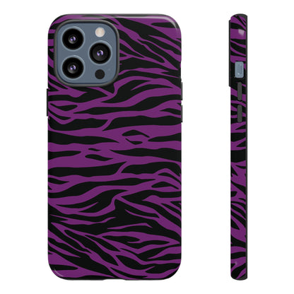 Purple Black Tiger print tough phone case