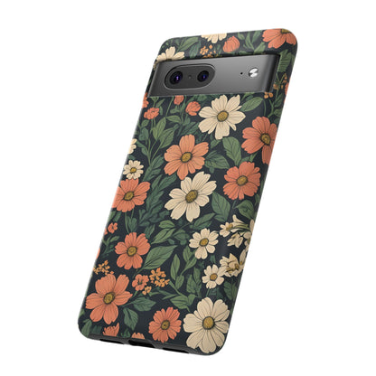 Orange & White Floral Phone Case - Elegant Protection for iPhone, Samsung, and Google Phones, Phone Case, JSCHAFFA.com