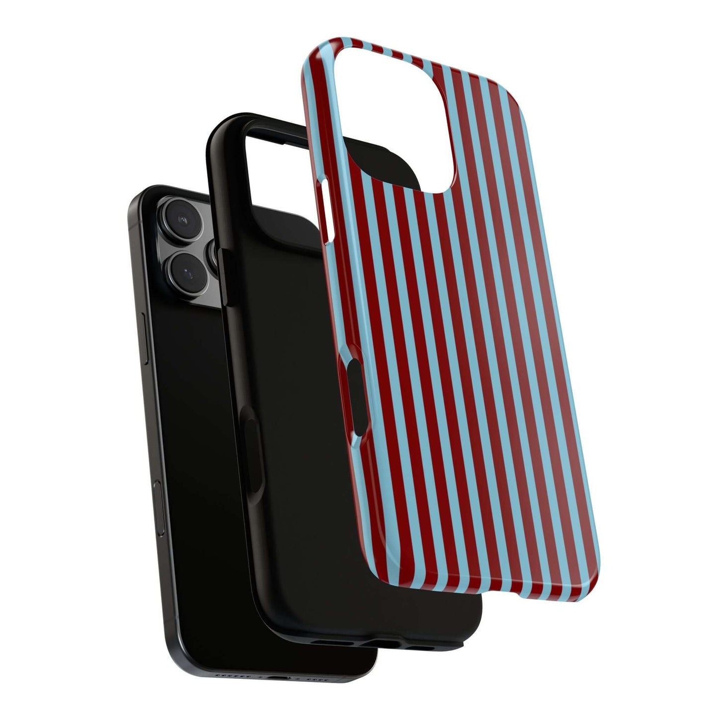 Maroon and Light blue Striped Tough Phone Case for iPhone, Samsung, and Google Phones