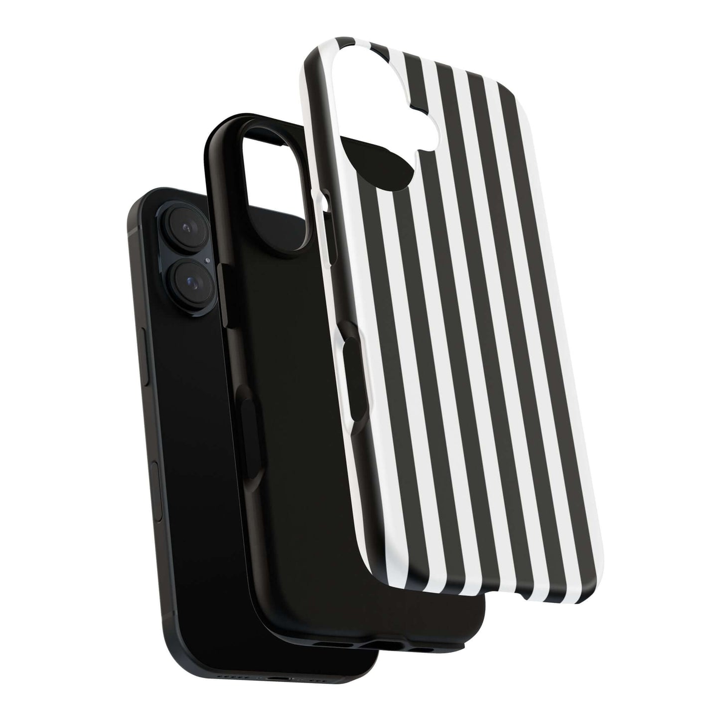 Black & White Horizontal Stripe Tough Phone Case for iPhone, Samsung, and Google Phones