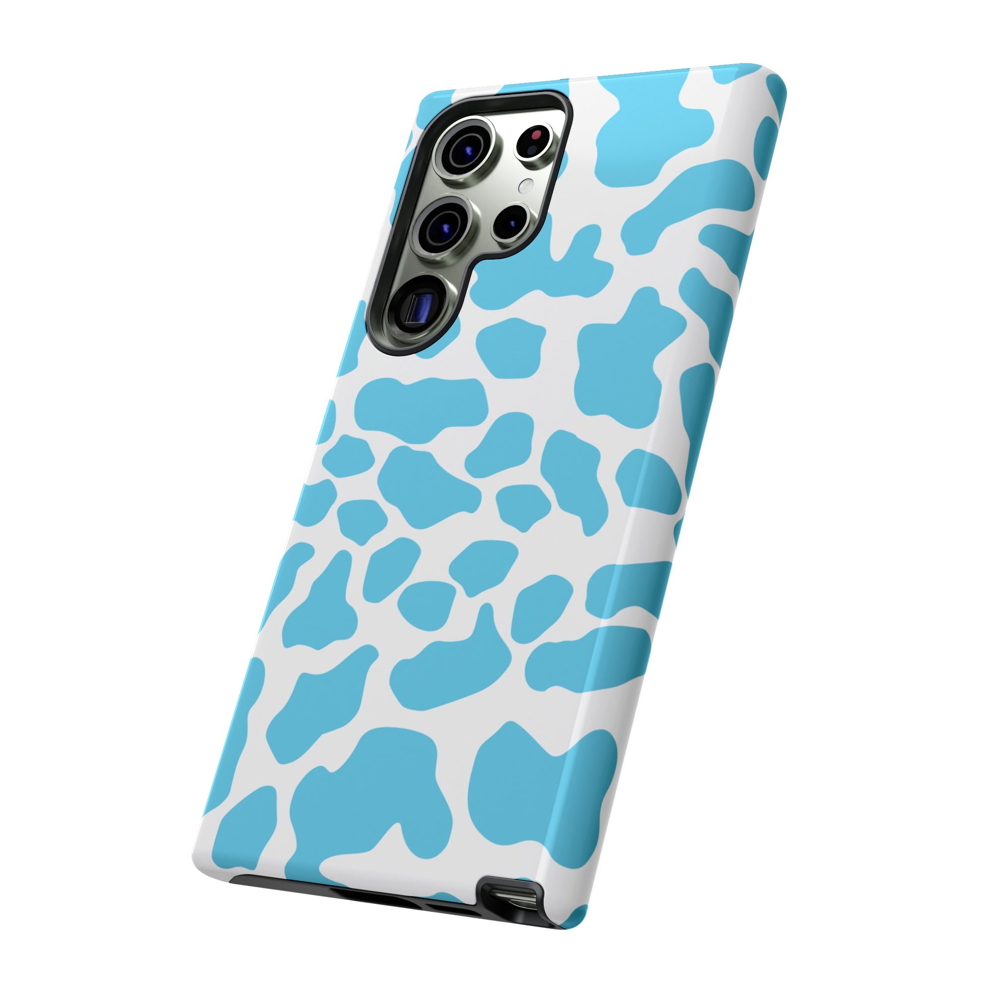 Blue Cow print phone case iPhone Samsung Google, Phone Case, JSCHAFFA.com