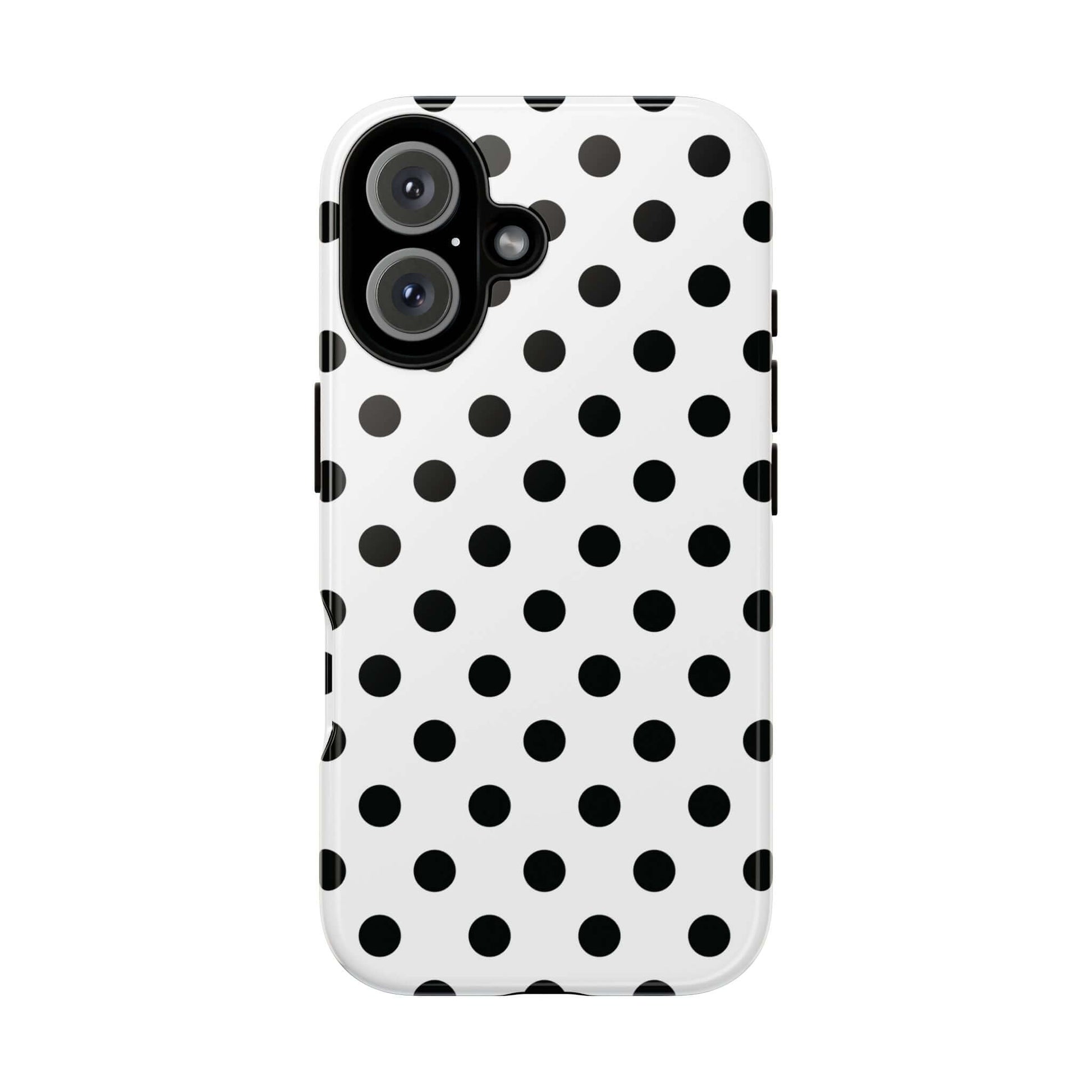 Black & White Polka dot Tough Phone Case for iPhone, Samsung, Google