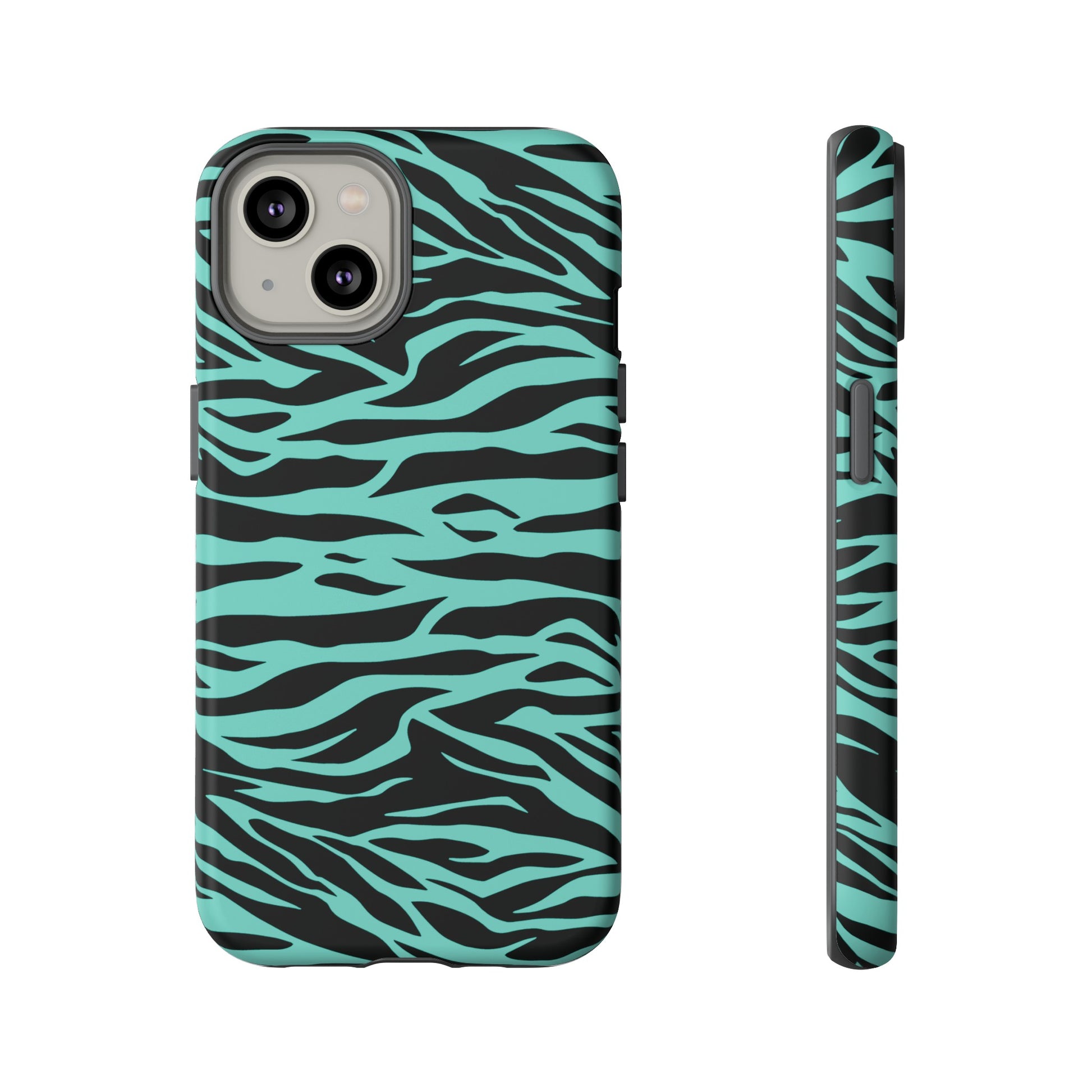 Aqua Cute Wild Tiger Print Pattern Tough Phone Case, Phone Case, JSCHAFFA.com