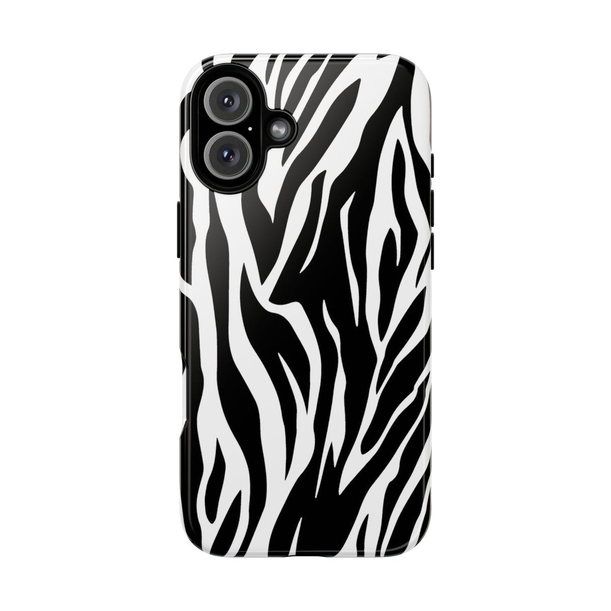 Black White Tiger Print Tough Case Cover for iPhone Samsung and Google phones.