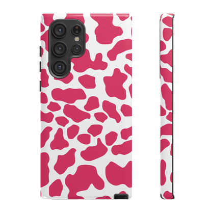 Pink Cow Print Cellphone Case iPhone Samsung Google, Phone Case, JSCHAFFA.com