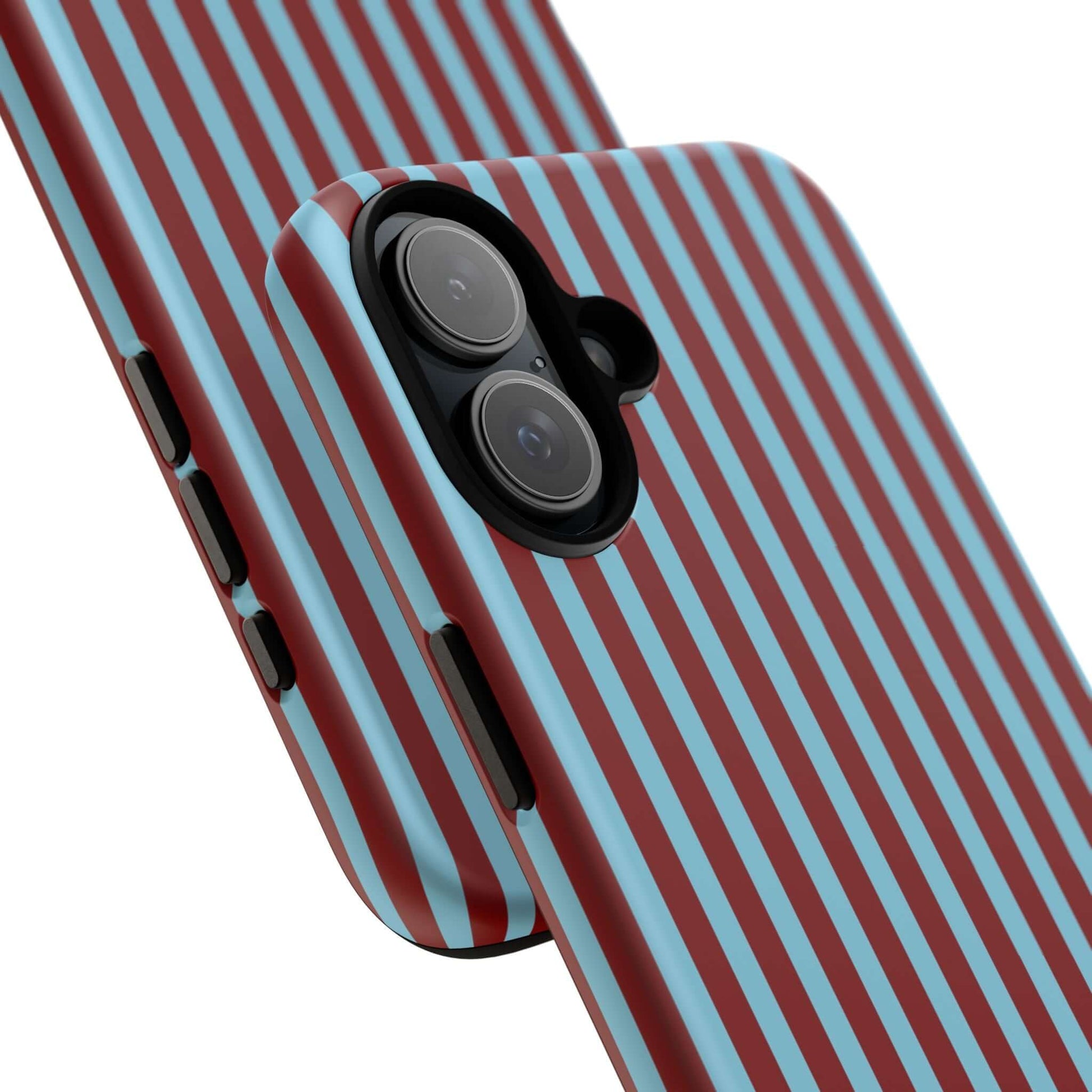 Maroon and Light blue Striped Tough Phone Case for iPhone, Samsung, and Google Phones