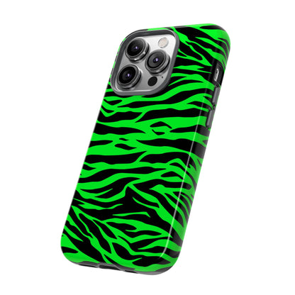 Green Cute Wild Tiger Print Pattern Tough Phone Case, Phone Case, JSCHAFFA.com