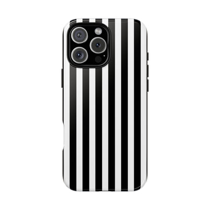 Black White Horizontal Stripe Phone Case Cover, iPhone, Samsung Galaxy S24, and Google Pixel Phones