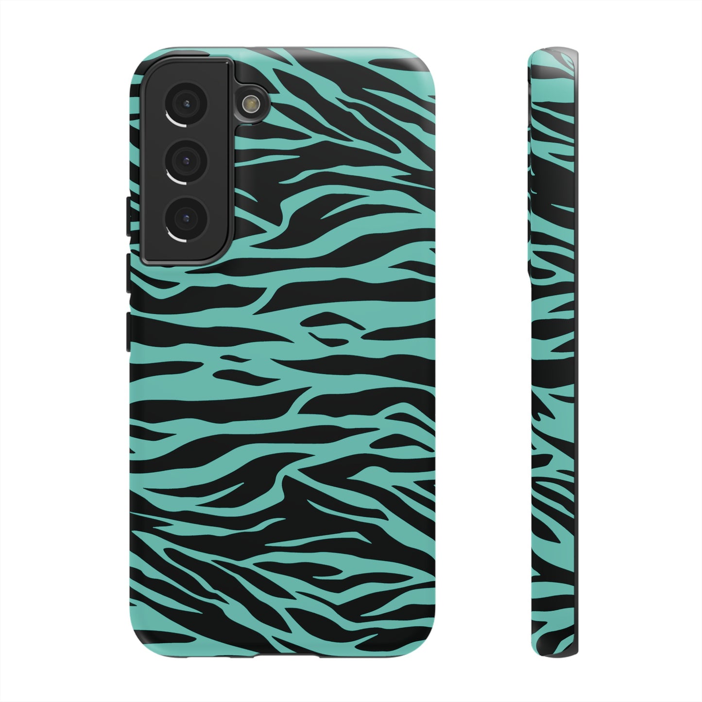 Aqua Cute Wild Tiger Print Pattern Tough Phone Case, Phone Case, JSCHAFFA.com