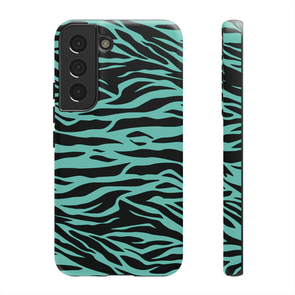 Aqua Cute Wild Tiger Print Pattern Tough Phone Case, Phone Case, JSCHAFFA.com