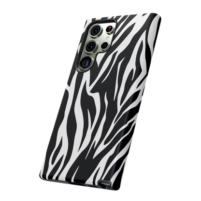 Black White Tiger Print Tough Case Cover for iPhone Samsung and Google phones., Phone Case, JSCHAFFA.com