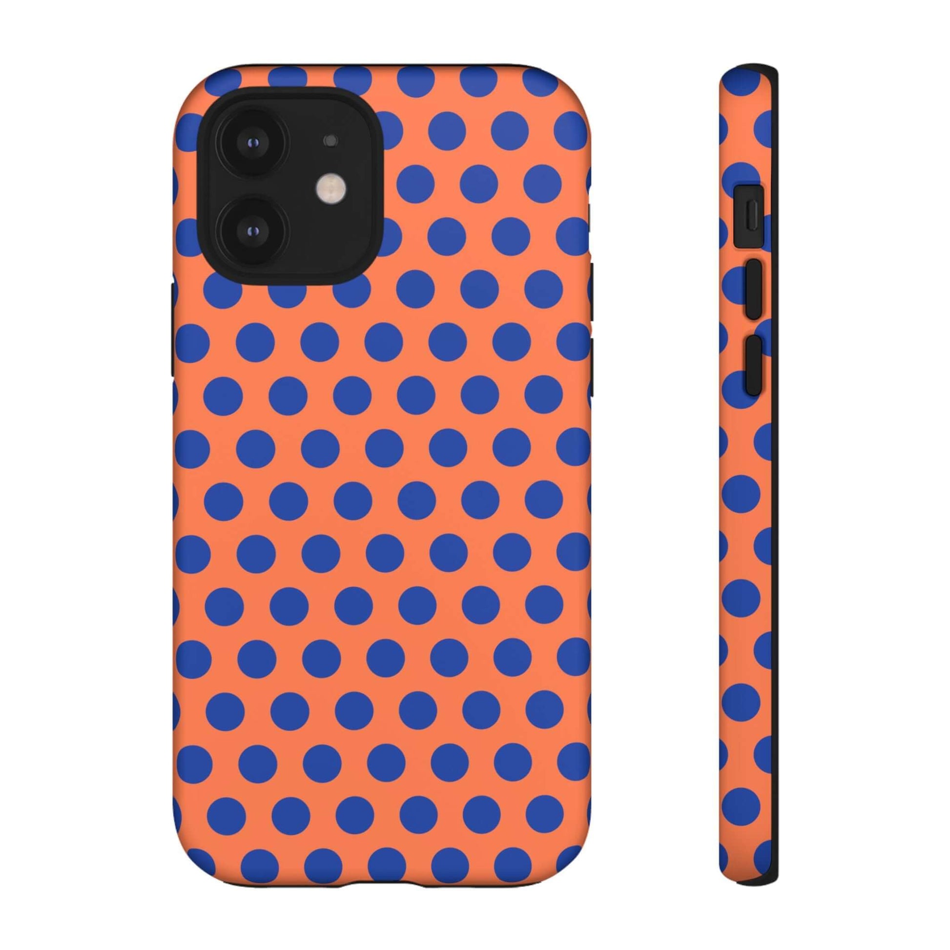 Orange & Blue Polkadot Tough Phone Case for iPhone, Samsung, and Google Phones