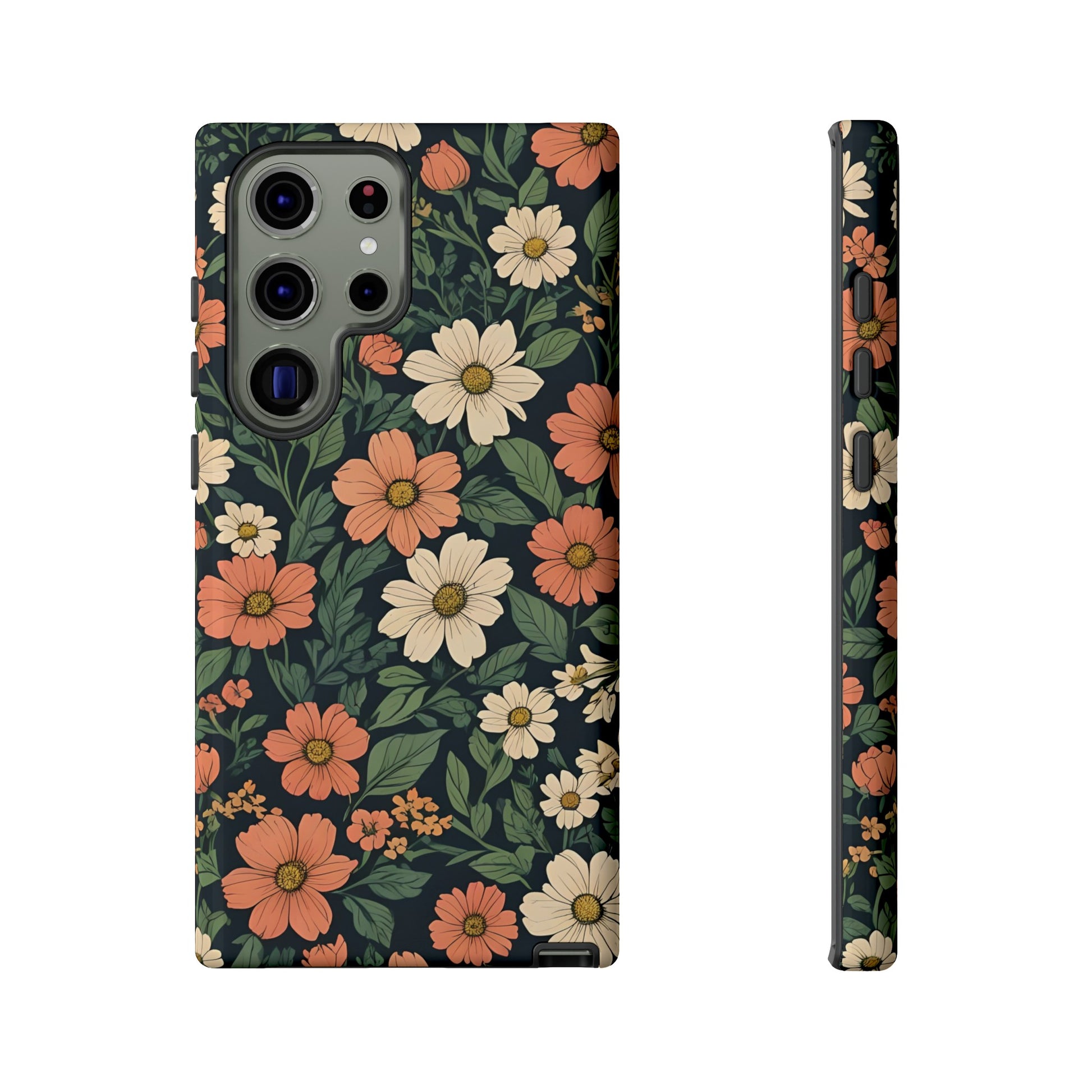 Orange & White Floral Phone Case - Elegant Protection for iPhone, Samsung, and Google Phones, Phone Case, JSCHAFFA.com