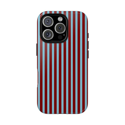 Maroon and Light blue Striped Tough Phone Case for iPhone, Samsung, and Google Phones