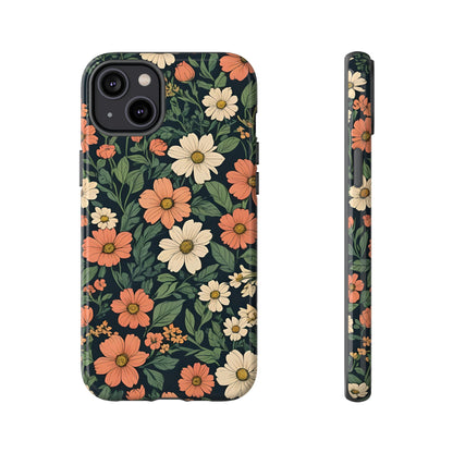 Orange & White Floral Phone Case - Elegant Protection for iPhone, Samsung, and Google Phones, Phone Case, JSCHAFFA.com