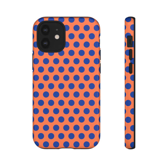 Orange & Blue Polkadot Tough Phone Case for iPhone, Samsung, and Google Phones