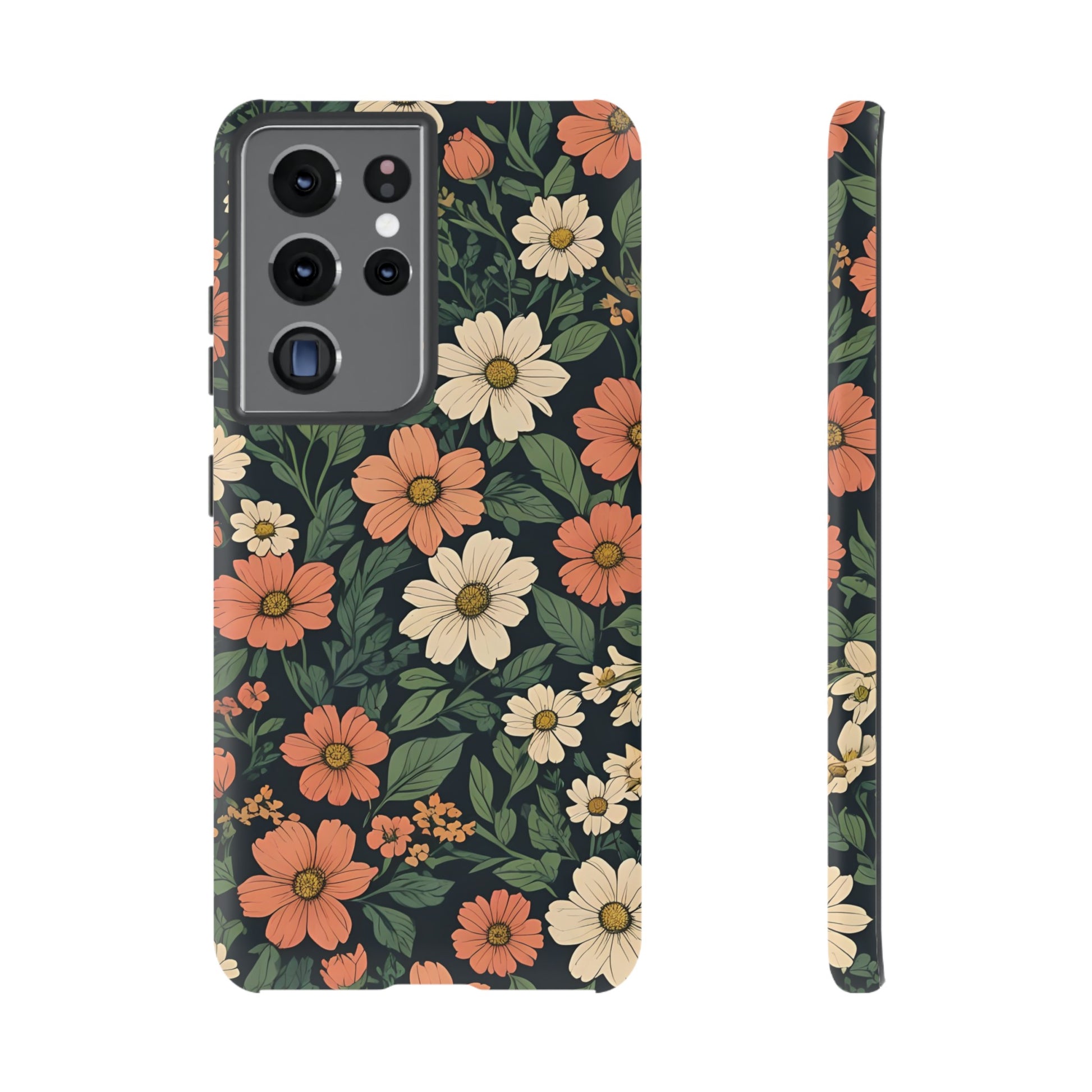 Orange & White Floral Phone Case - Elegant Protection for iPhone, Samsung, and Google Phones, Phone Case, JSCHAFFA.com