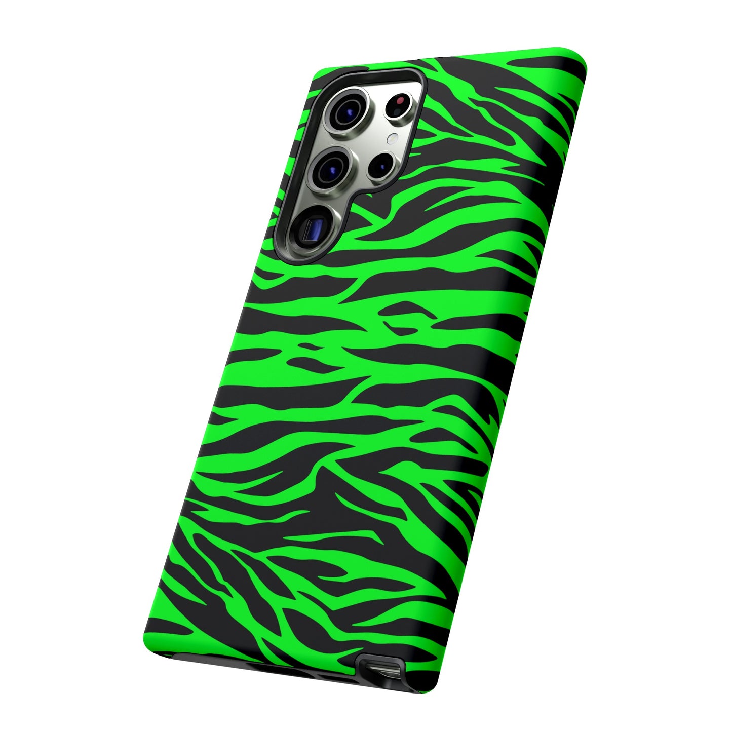 Green Cute Wild Tiger Print Pattern Tough Phone Case, Phone Case, JSCHAFFA.com