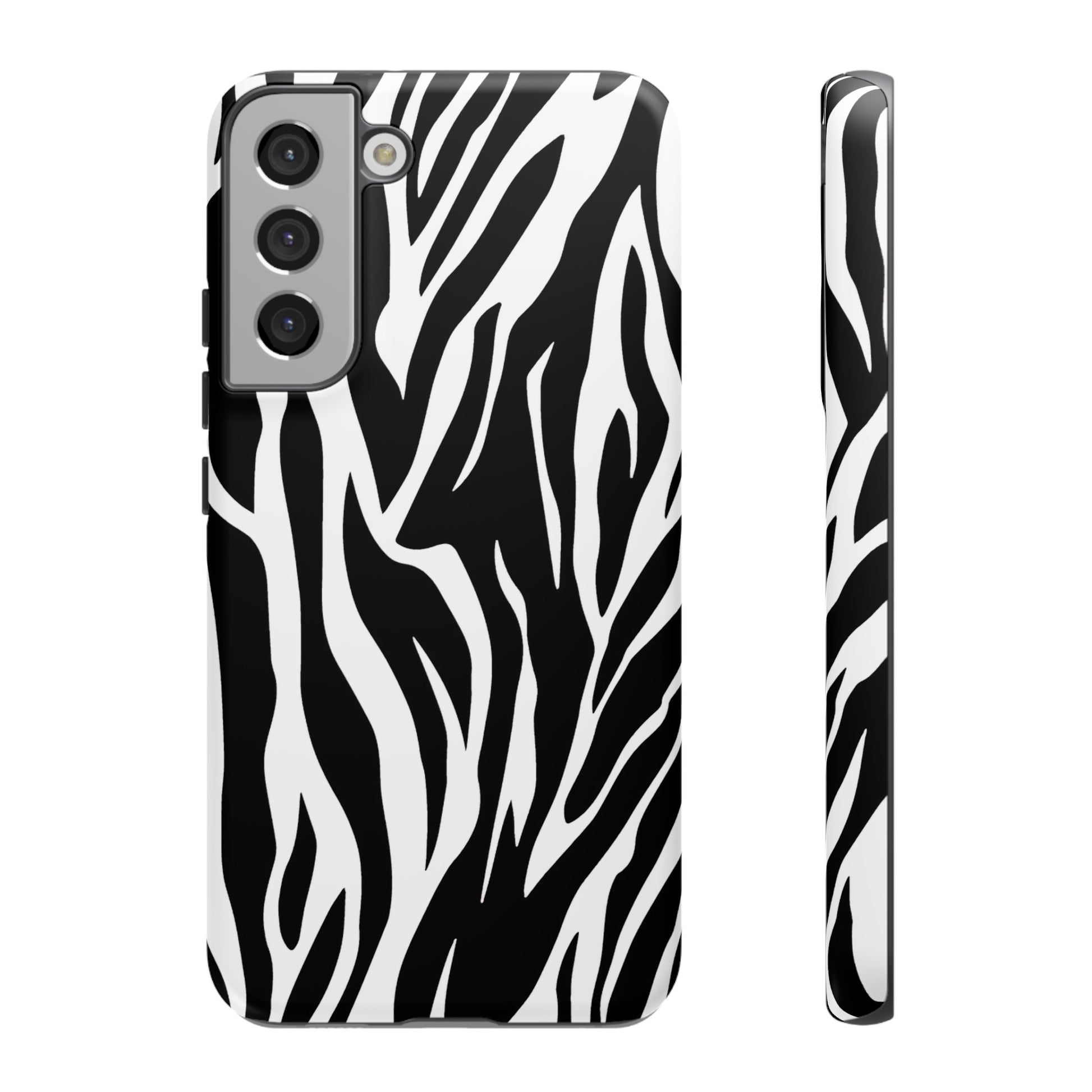 Black White Tiger Print Tough Case Cover for iPhone Samsung and Google phones., Phone Case, JSCHAFFA.com