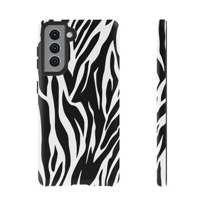 Black White Tiger Print Tough Case Cover for iPhone Samsung and Google phones., Phone Case, JSCHAFFA.com