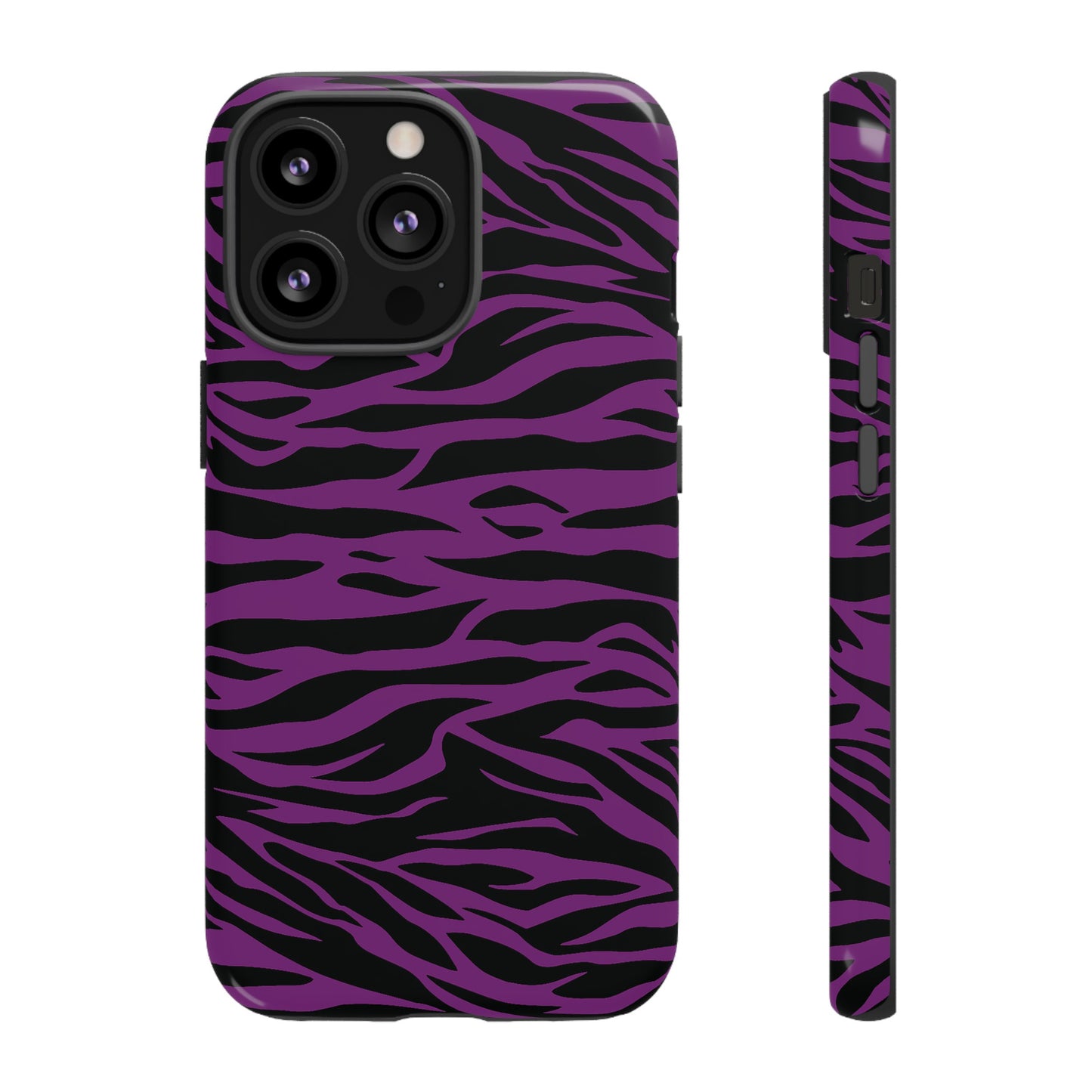 Purple Black Tiger print tough phone case, Phone Case, JSCHAFFA.com