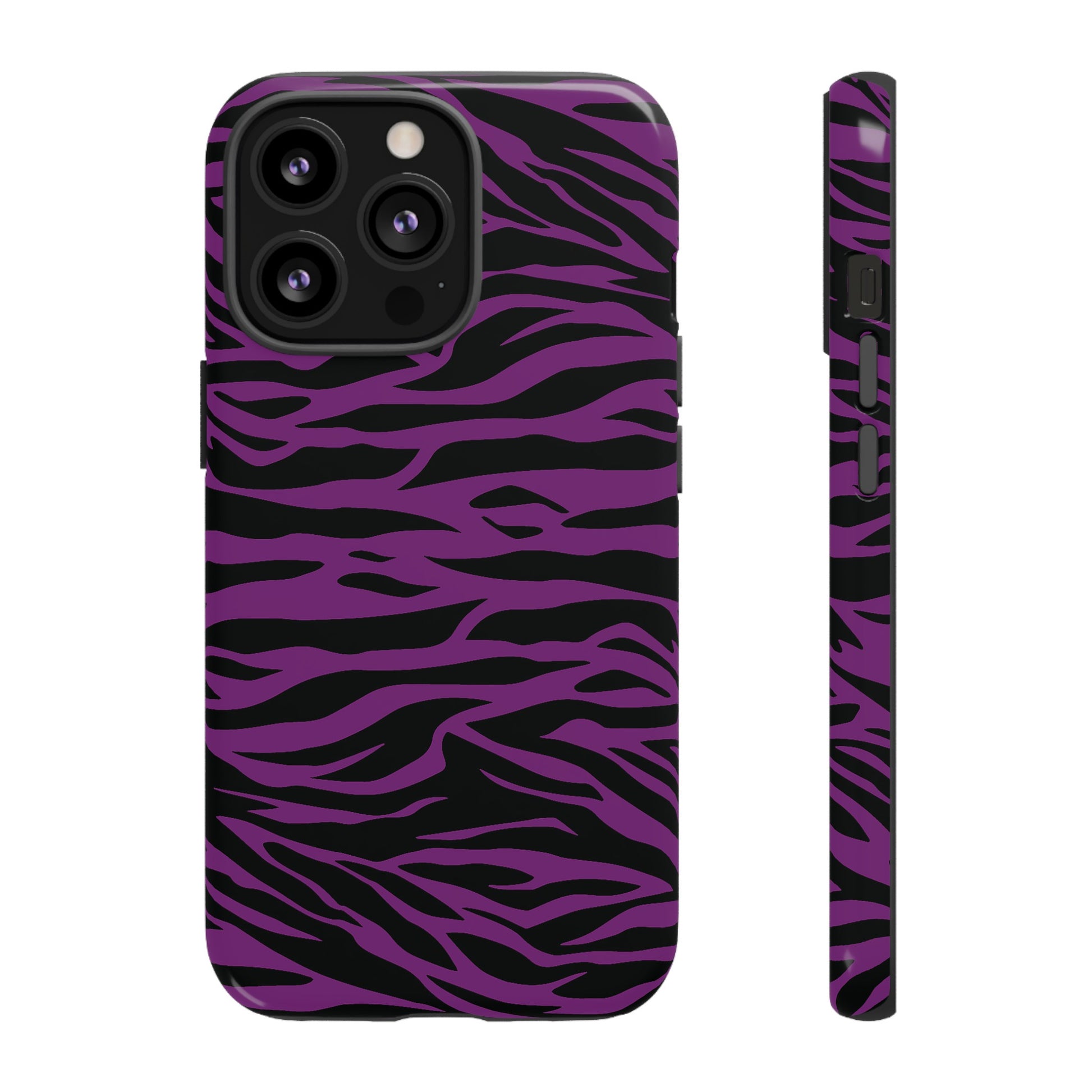 Purple Black Tiger print tough phone case, Phone Case, JSCHAFFA.com