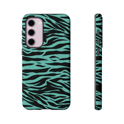 Aqua Cute Wild Tiger Print Pattern Tough Phone Case, Phone Case, JSCHAFFA.com