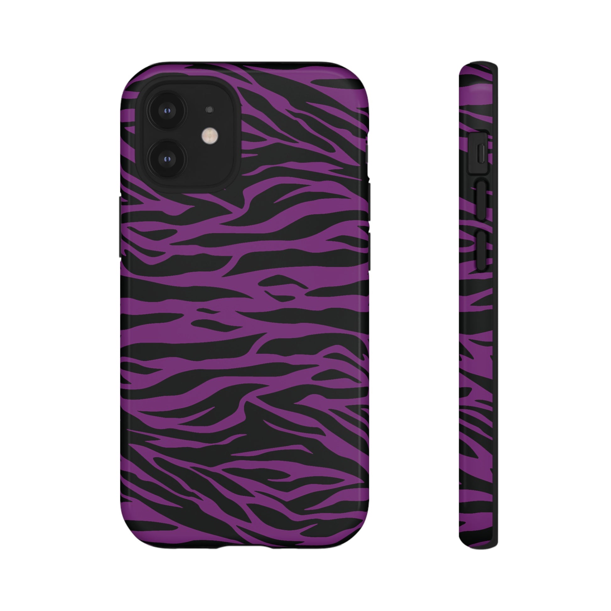 Purple Black Tiger print tough phone case, Phone Case, JSCHAFFA.com