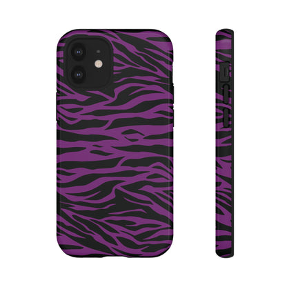 Purple Black Tiger print tough phone case, Phone Case, JSCHAFFA.com