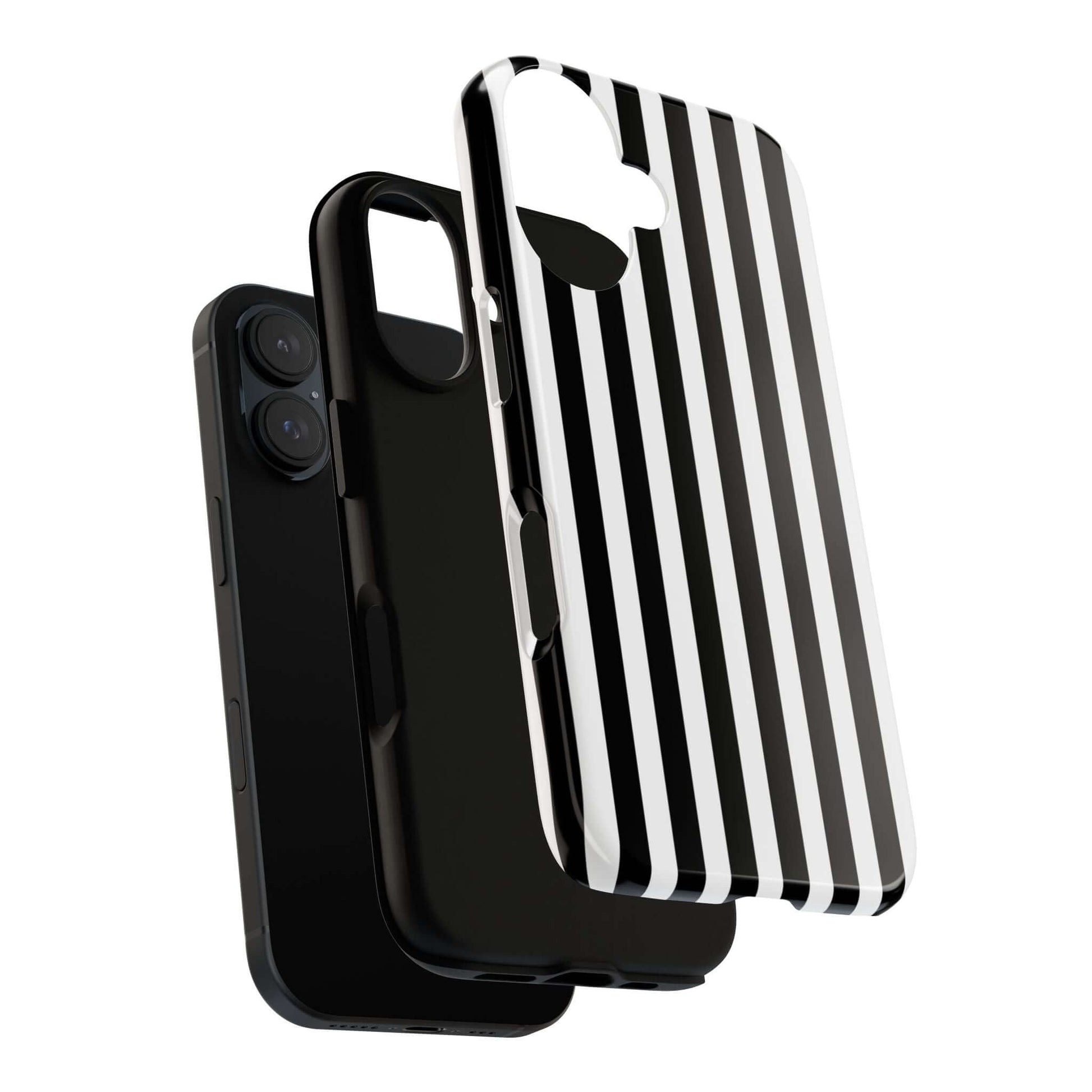 Black & White Horizontal Stripe Tough Phone Case for iPhone, Samsung, and Google Phones