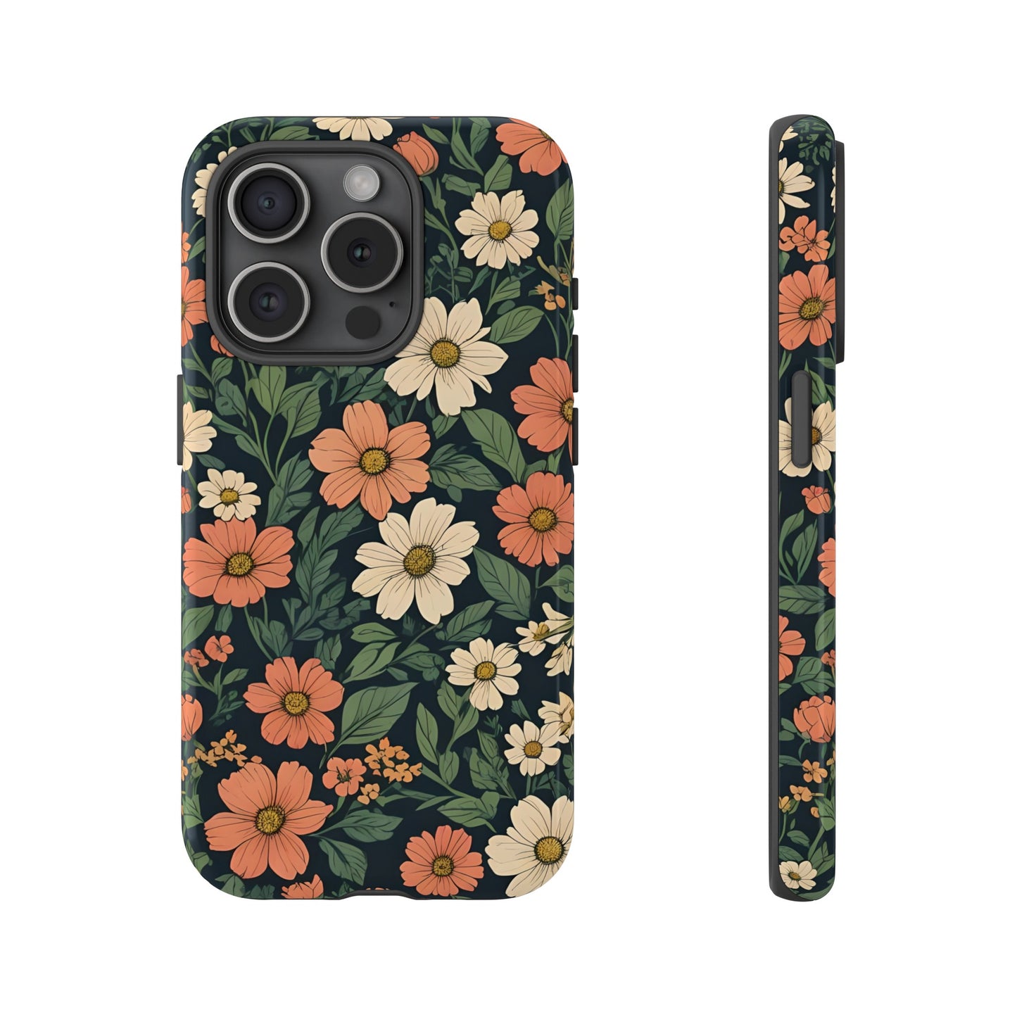 Orange & White Floral Phone Case - Elegant Protection for iPhone, Samsung, and Google Phones, Phone Case, JSCHAFFA.com