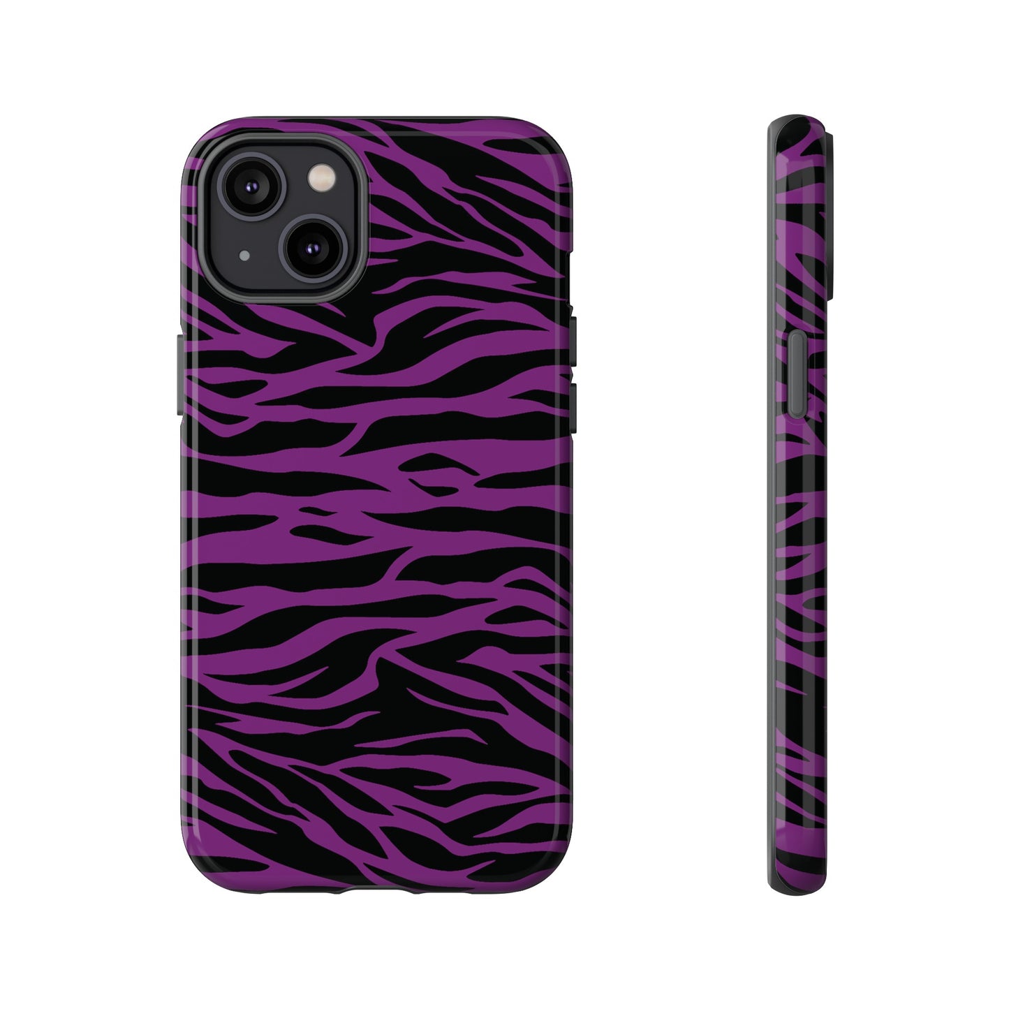 Purple Black Tiger print tough phone case, Phone Case, JSCHAFFA.com