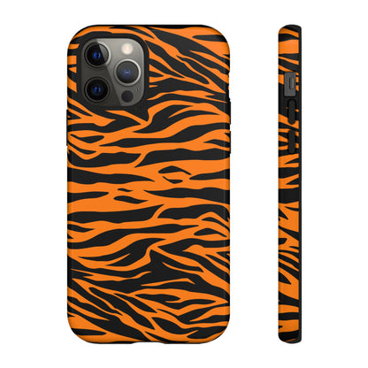 Orange Cute Wild Tiger Print Pattern Tough Phone Case.